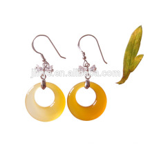 Fashion Natural Hoop Stone Silver Earrings